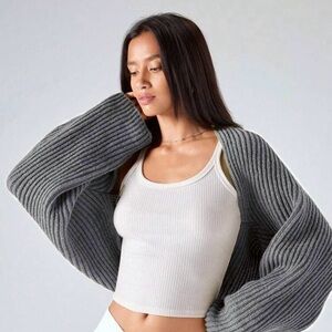 SHEIN Gray Ribbed Knit Sweater